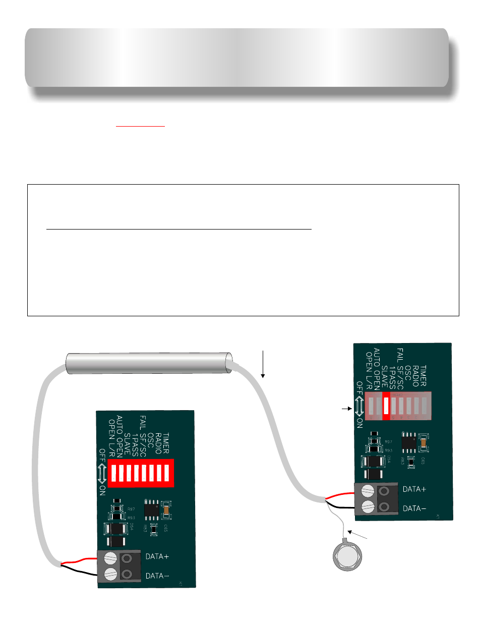 Master/slave connection, Positive to positive, Negative to negative | Master board slave board, Slave switch only on slave board on | Controlled Products Systems Group AOMSL1501HPDC User Manual | Page 20 / 29