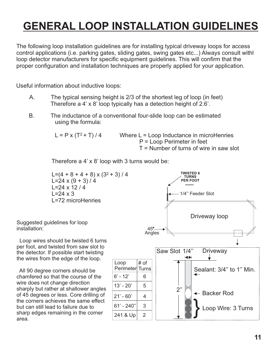 General loop installation guidelines | Controlled Products Systems Group AOMSL90DC User Manual | Page 12 / 26