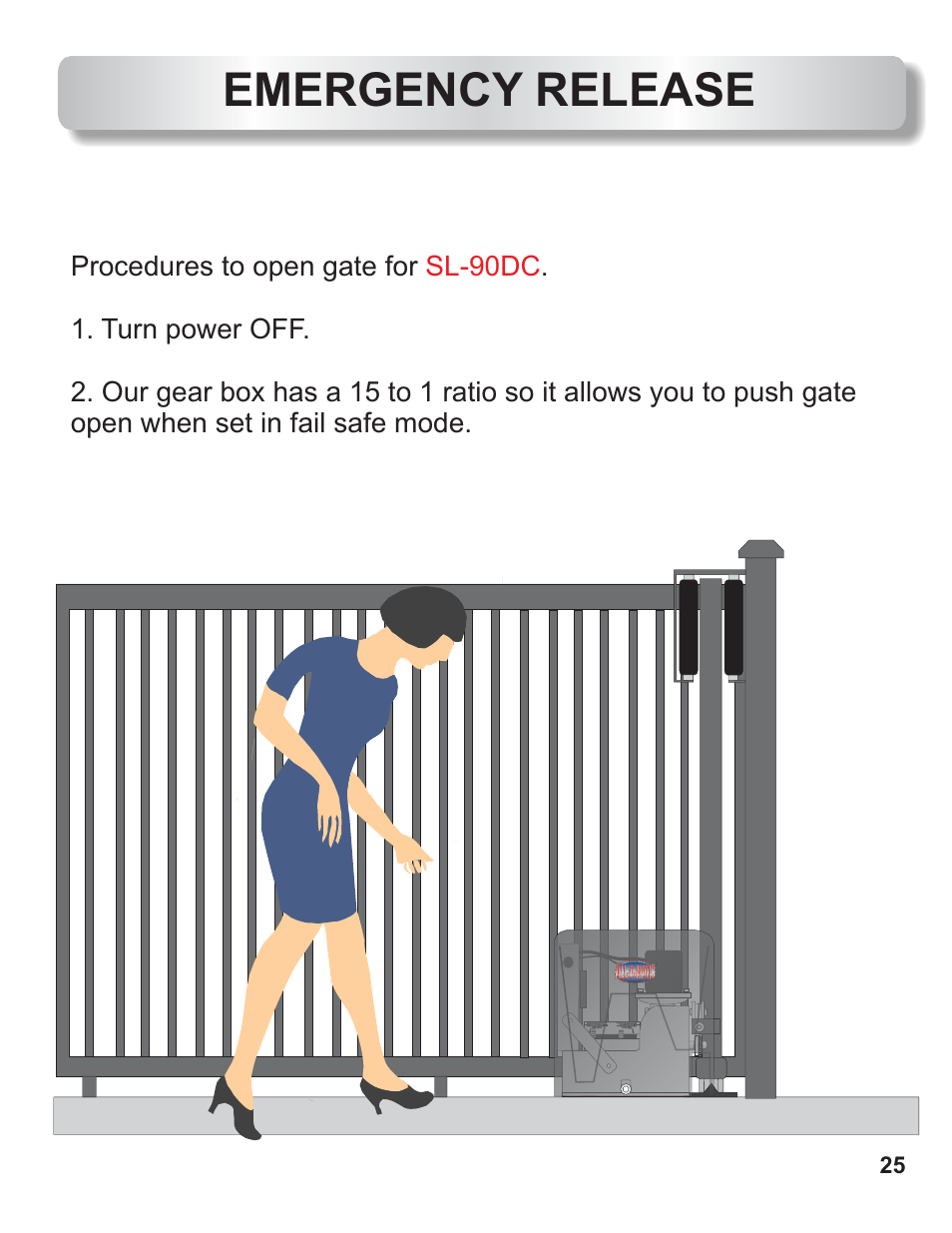 Emergency release | Controlled Products Systems Group AOMSL90DC User Manual | Page 26 / 26