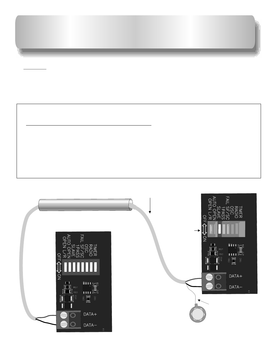 Master/slave connection, Master board slave board, Slave switch only on slave board on | Controlled Products Systems Group AOMSW300DC User Manual | Page 22 / 30