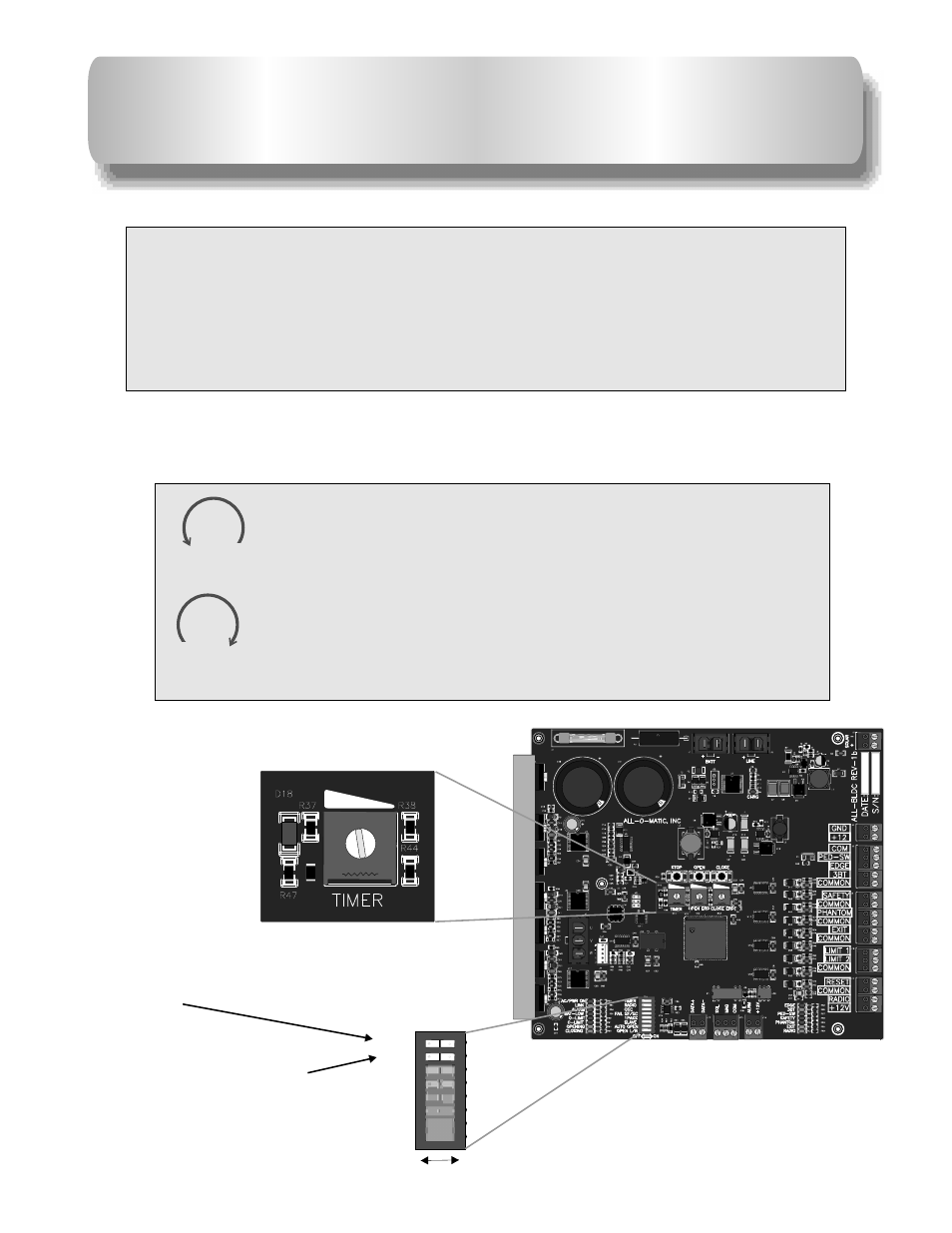 Timer adjustment, Off on | Controlled Products Systems Group AOMSW300DC User Manual | Page 26 / 30