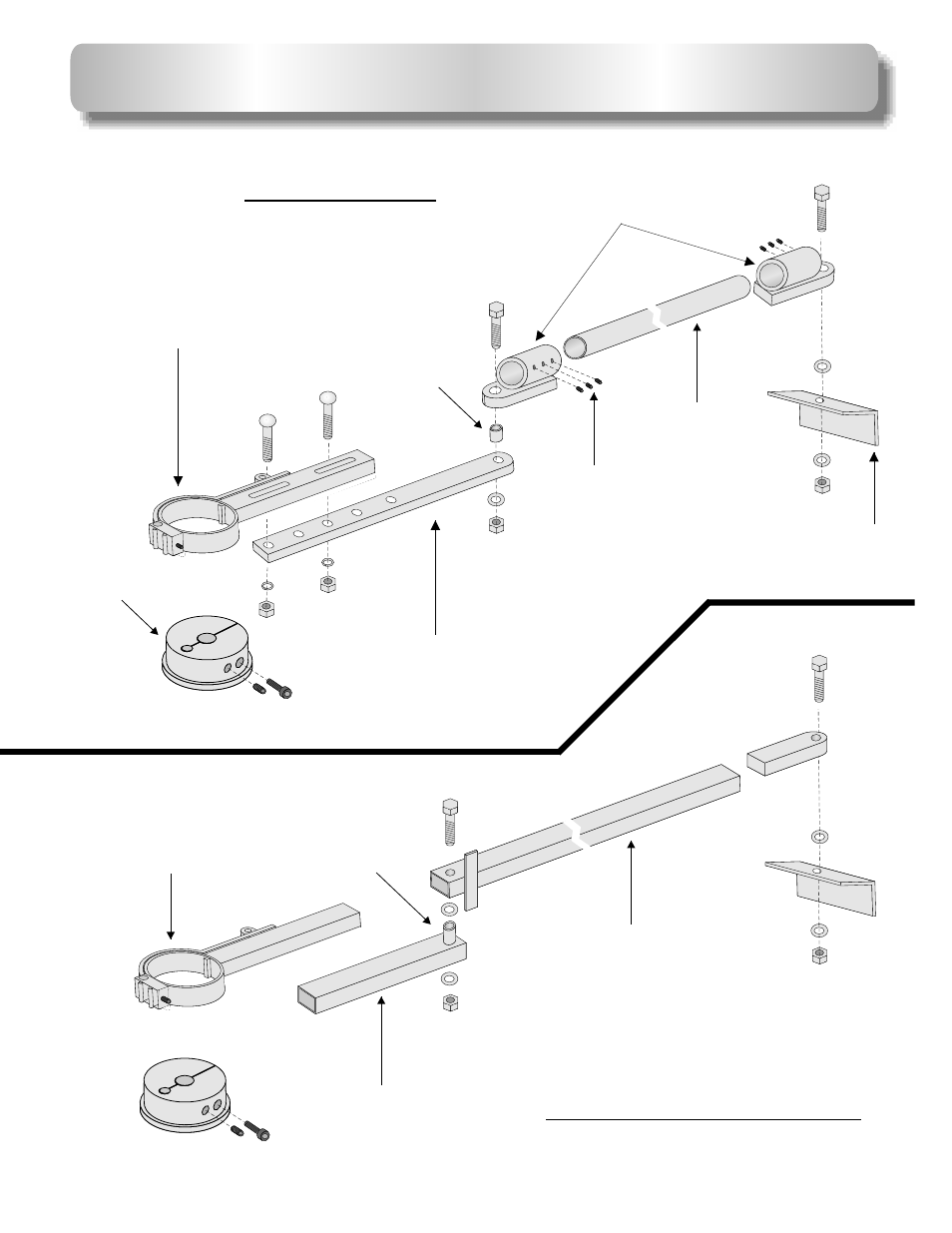 Swinger arm parts, Round arm rectangular arm | Controlled Products Systems Group AOMSW300DC User Manual | Page 29 / 30