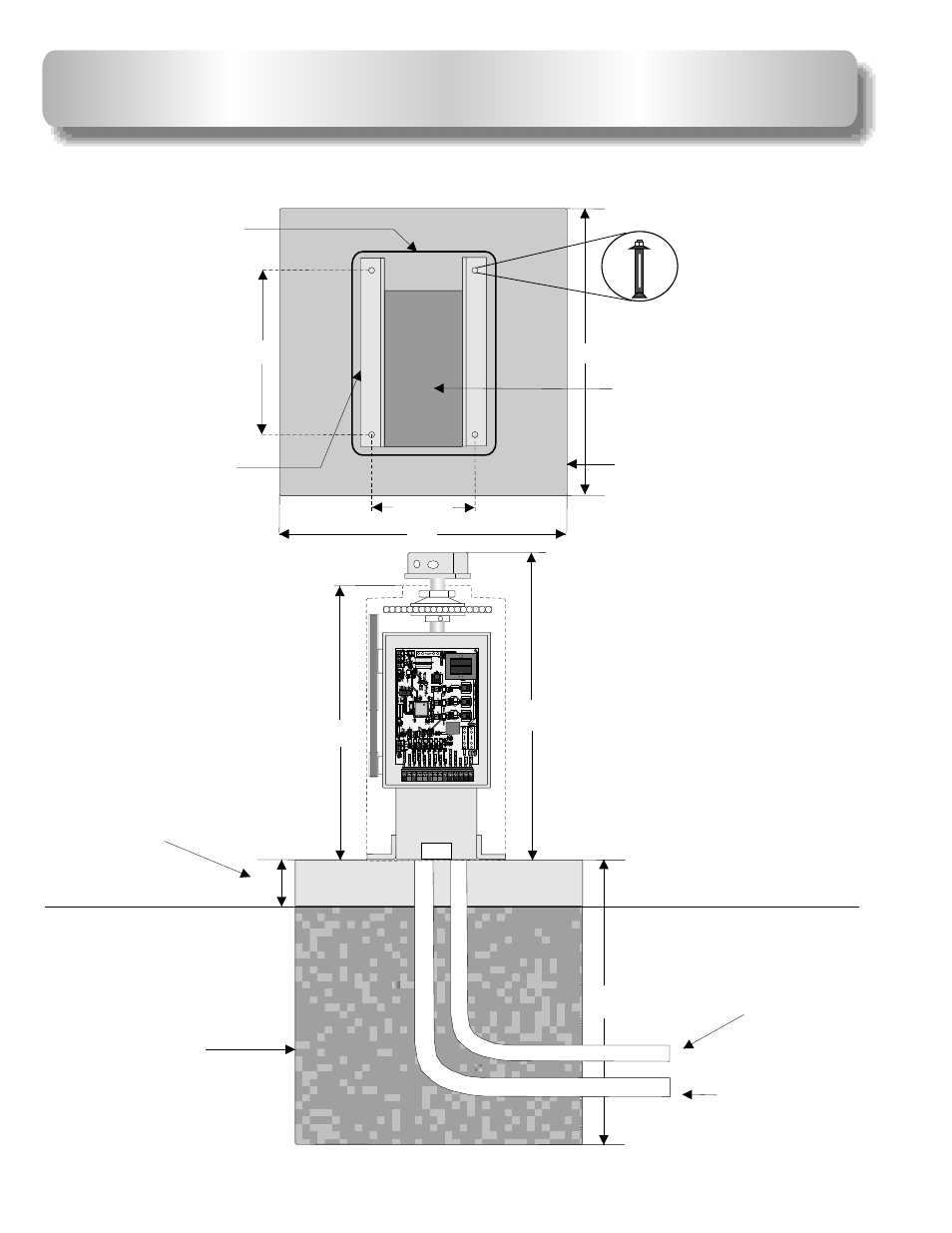 Operator plastic cover operator frame, Four red head bolts, Concrete pad for sw-300 | Controlled Products Systems Group AOMSW300DC User Manual | Page 6 / 30