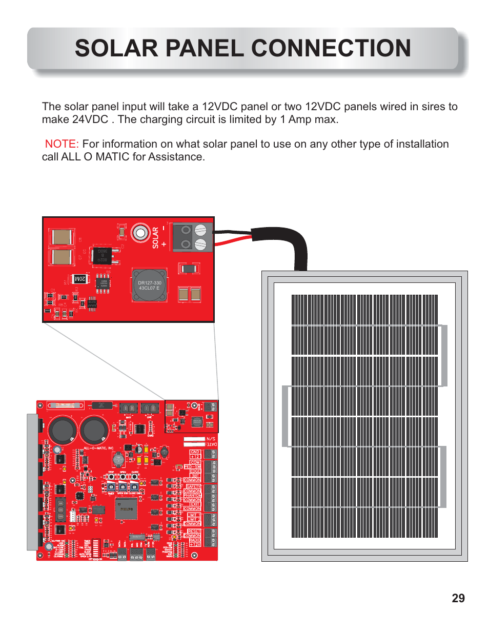Solar panel connection | Controlled Products Systems Group AOMSW350DC User Manual | Page 30 / 32
