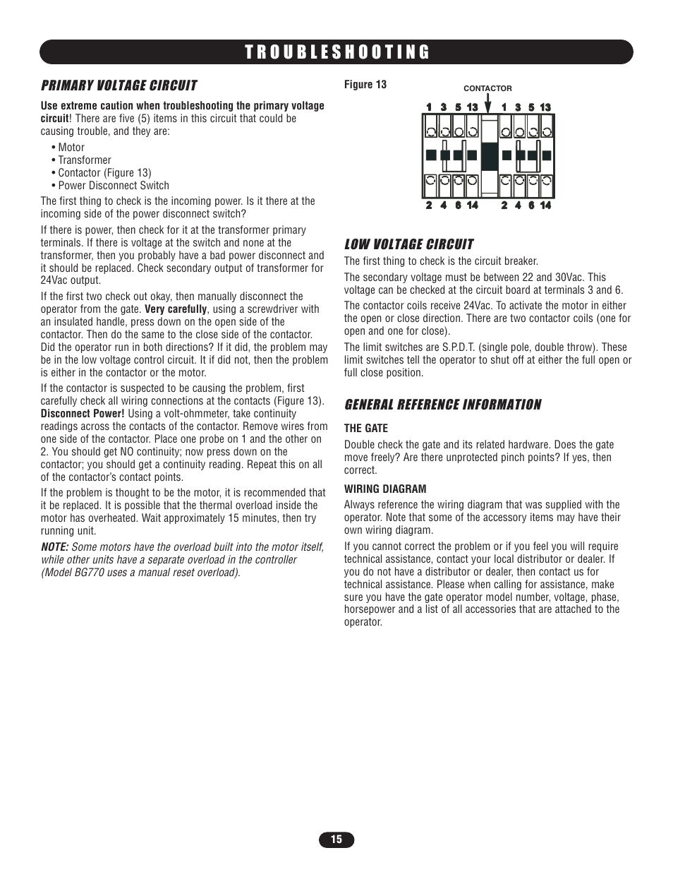 Primary voltage circuit, Low voltage circuit, General reference information | Controlled Products Systems Group BG7705011 User Manual | Page 15 / 24