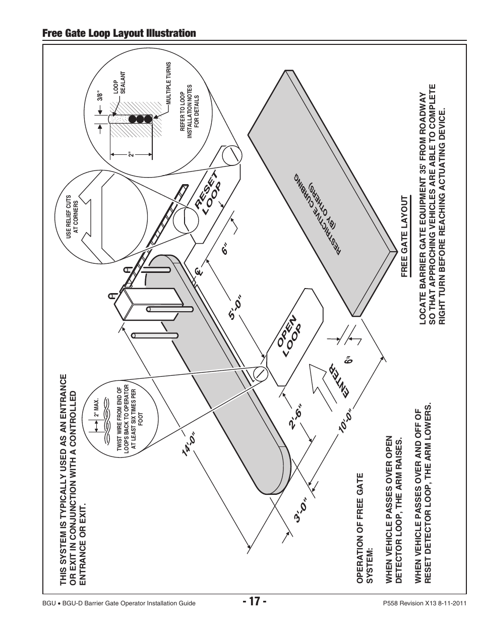 Free gate loop layout illustration | Controlled Products Systems Group BGU-12-311 User Manual | Page 19 / 28