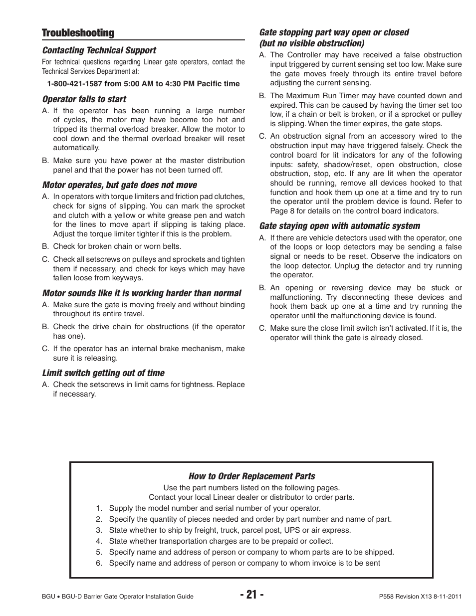 Troubleshooting | Controlled Products Systems Group BGU-12-311 User Manual | Page 23 / 28