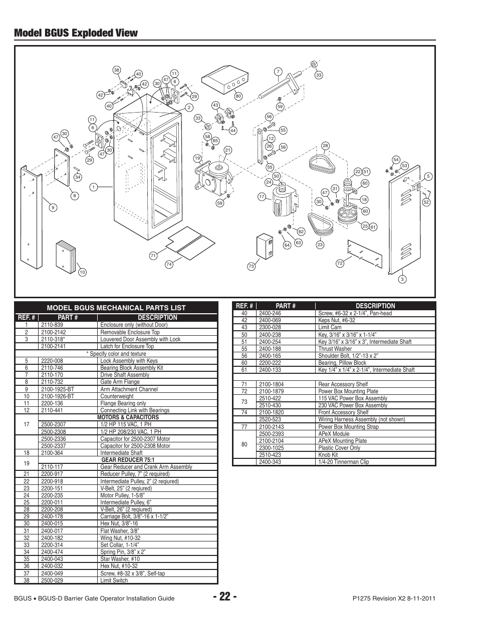 Model bgus exploded view | Controlled Products Systems Group BGUS-18-221 User Manual | Page 24 / 28