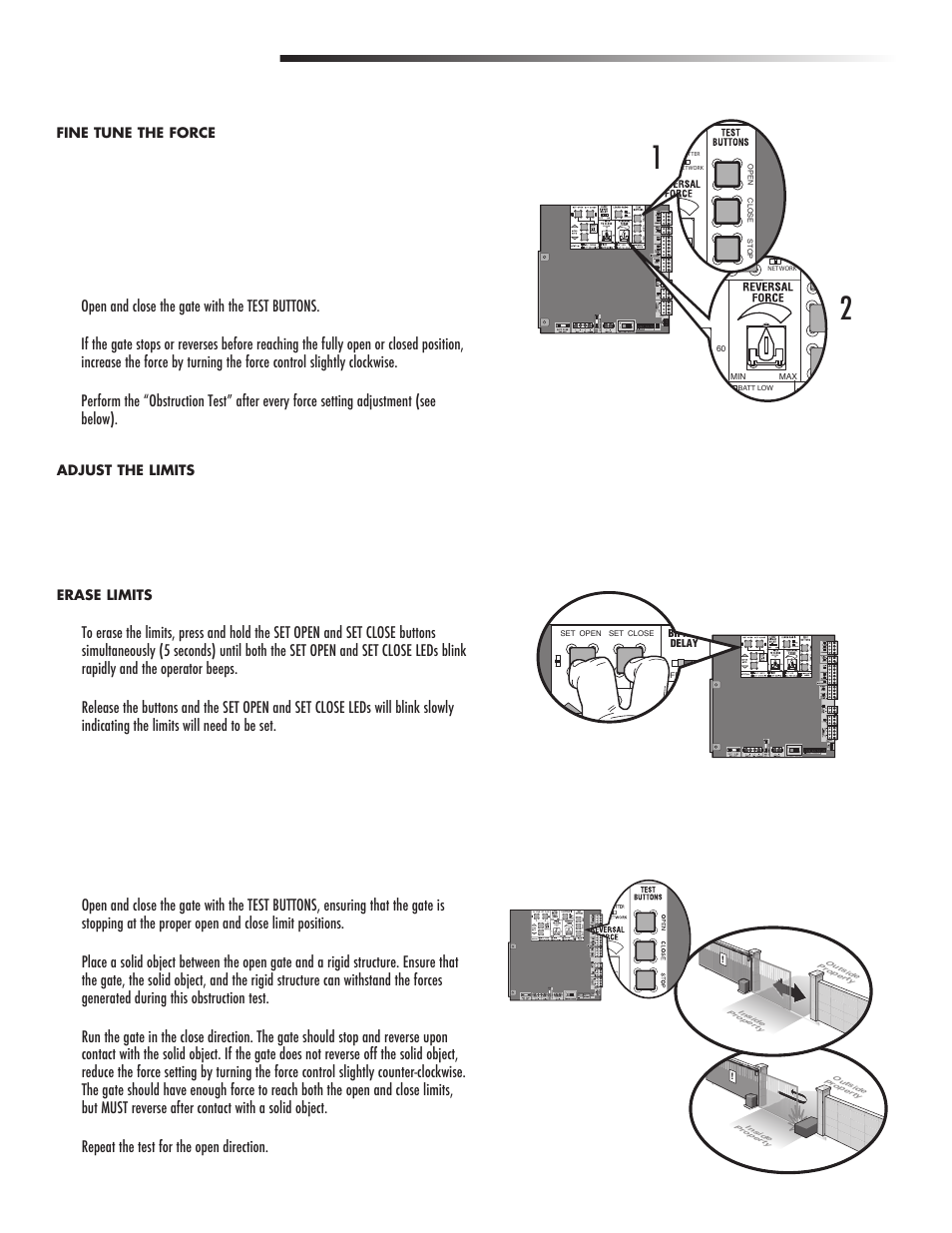 Obstruction test, Adjustment | Controlled Products Systems Group CSL24V User Manual | Page 24 / 48