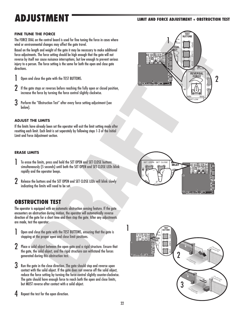 Adjustment, Obstruction test | Controlled Products Systems Group CSL24VH User Manual | Page 24 / 48