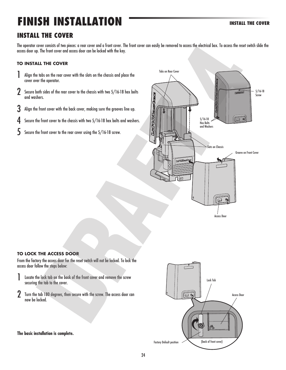 Finish installation, Install the cover | Controlled Products Systems Group CSL24VH User Manual | Page 26 / 48