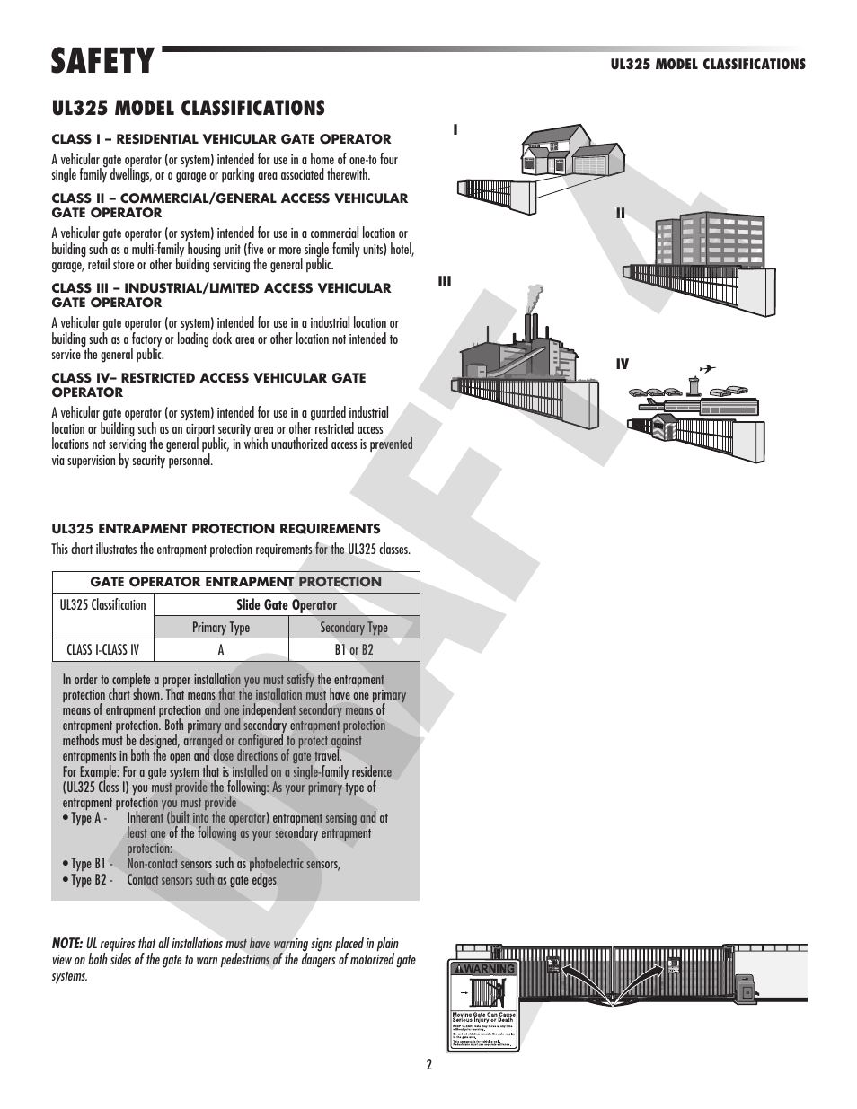 Safety, Ul325 model classifications | Controlled Products Systems Group CSL24VH User Manual | Page 4 / 48