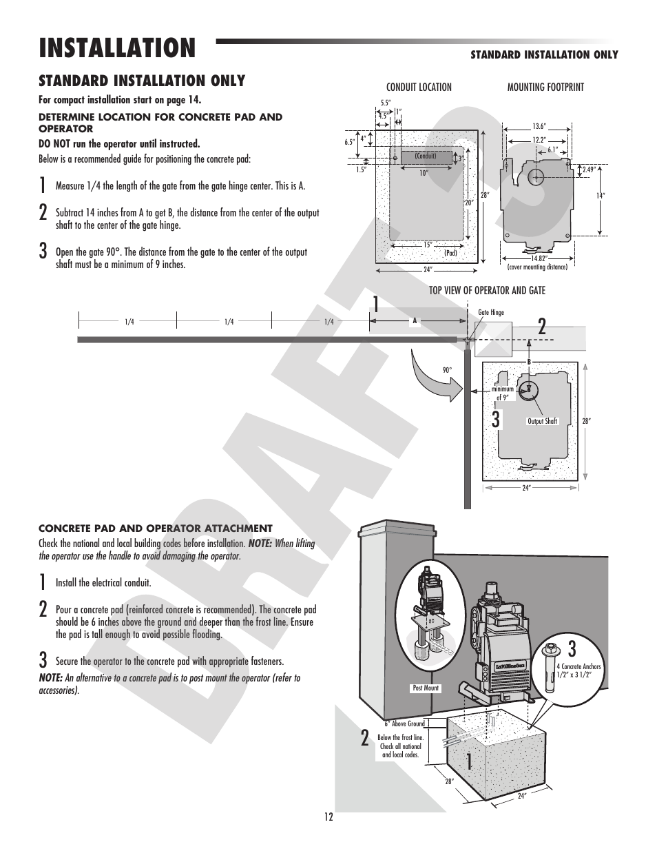 Installation, Standard installation only | Controlled Products Systems Group CSW24V User Manual | Page 14 / 48
