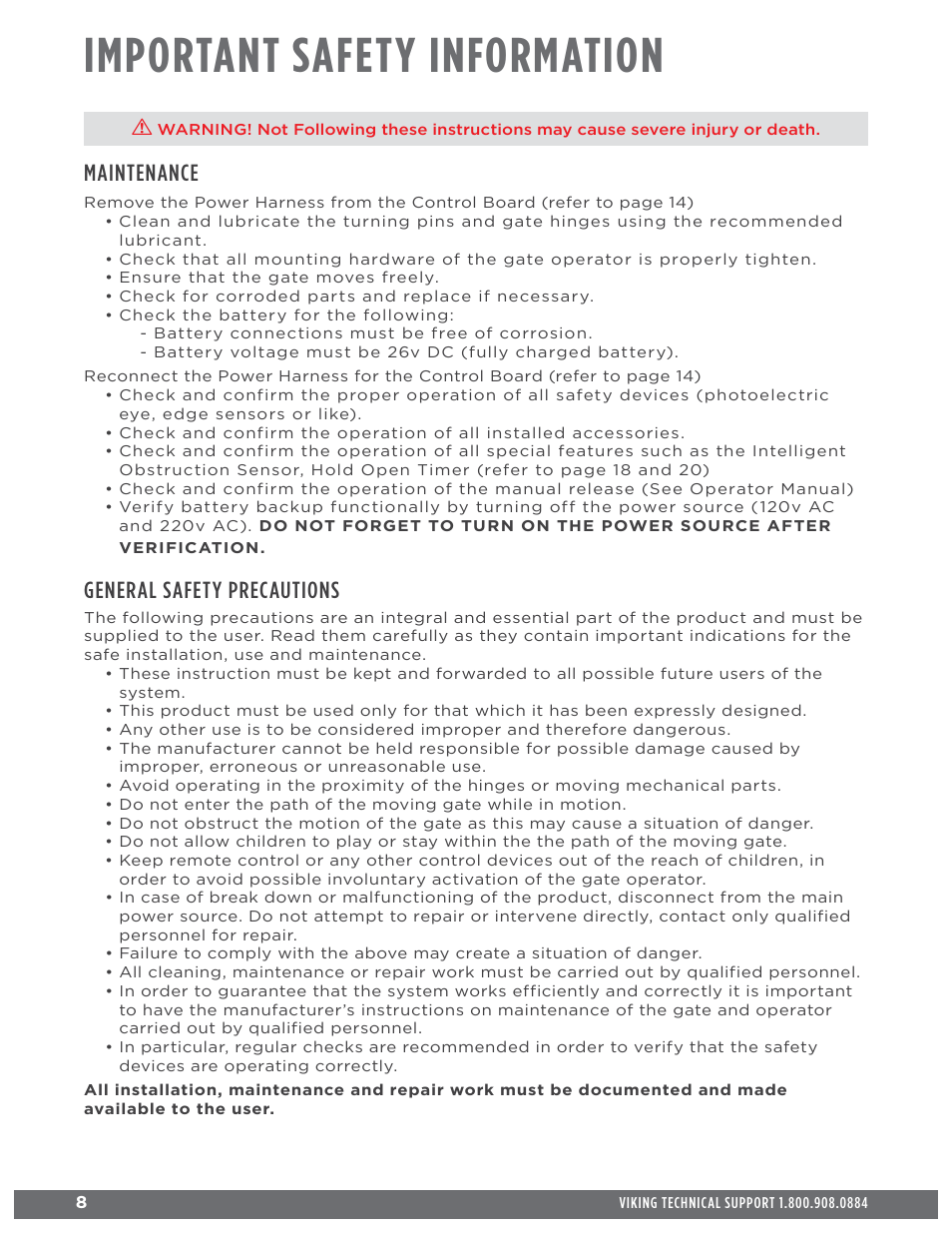Important safety information, Maintenance, General safety precautions | Controlled Products Systems Group ECUMSING5 User Manual | Page 10 / 44