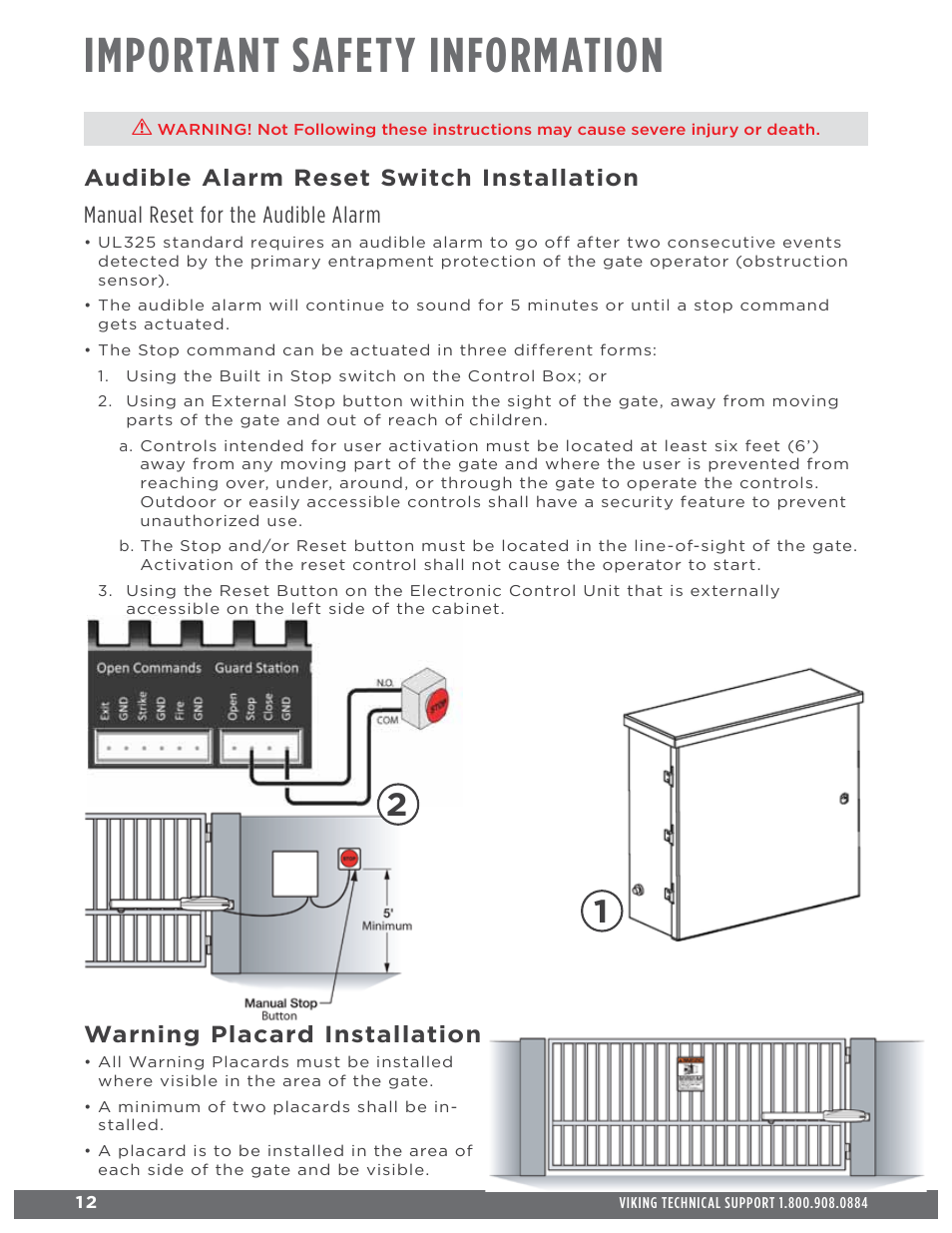 Important safety information, Warning placard installation | Controlled Products Systems Group ECUMSING5 User Manual | Page 14 / 44