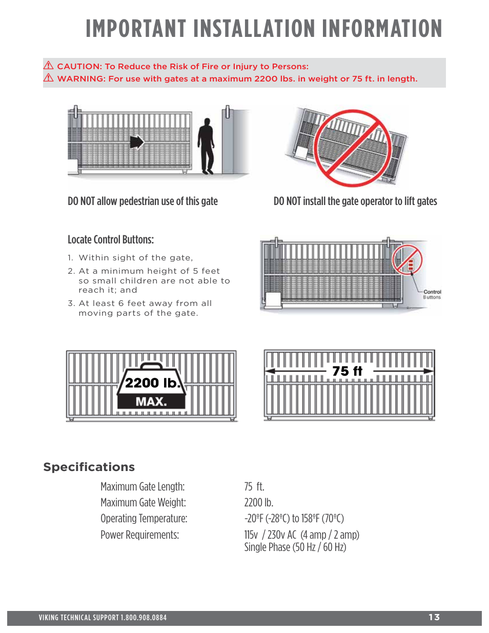 Important installation information | Controlled Products Systems Group H10NX User Manual | Page 15 / 50