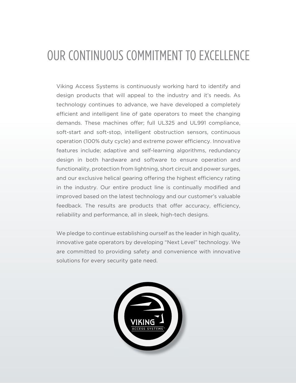 Our continuous commitment to excellence | Controlled Products Systems Group H10NX User Manual | Page 49 / 50
