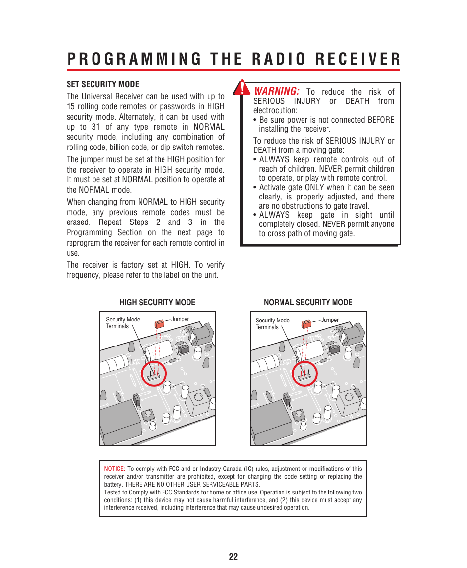 Programming the radio receiver | Controlled Products Systems Group HCT5011O3-08 User Manual | Page 24 / 36
