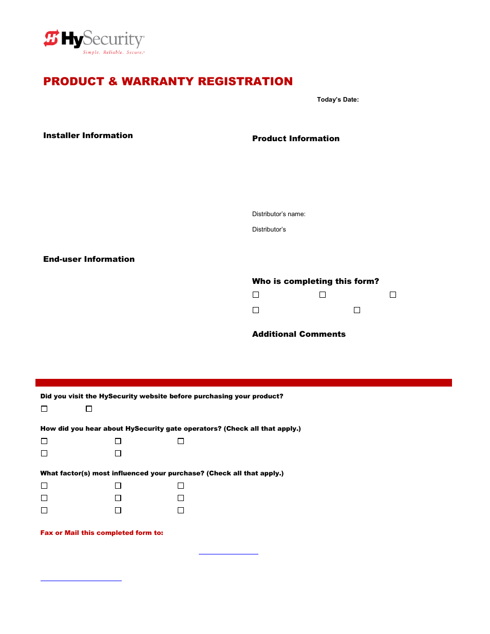 Product & warranty registration | Controlled Products Systems Group HRG 220-A ST User Manual | Page 14 / 90