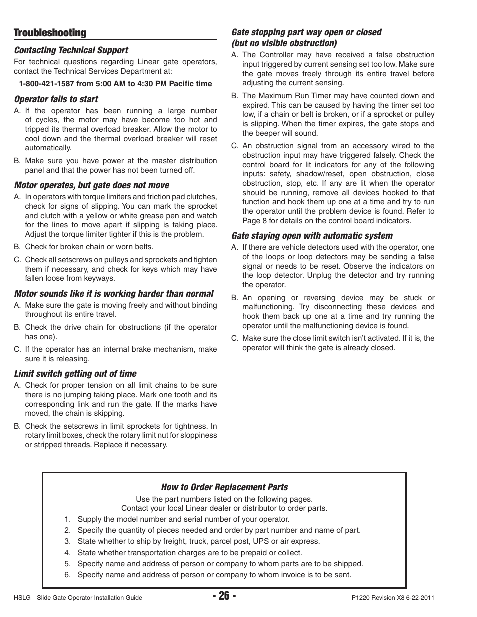 Troubleshooting | Controlled Products Systems Group HSLG-111 User Manual | Page 28 / 34