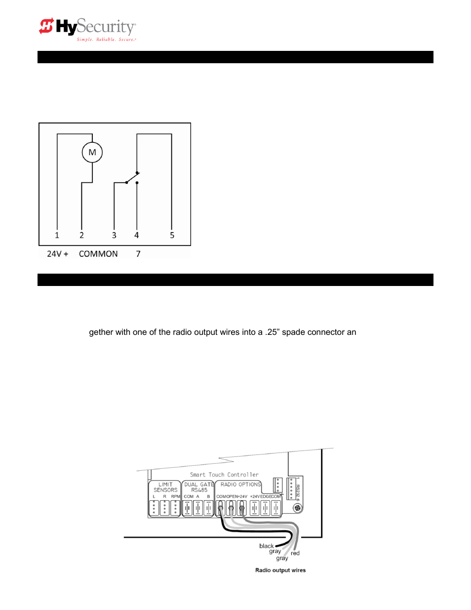 24 hr, 7 day timer option, Connecting a radio receiver for remote open | Controlled Products Systems Group HTG 320-2 ST User Manual | Page 52 / 74