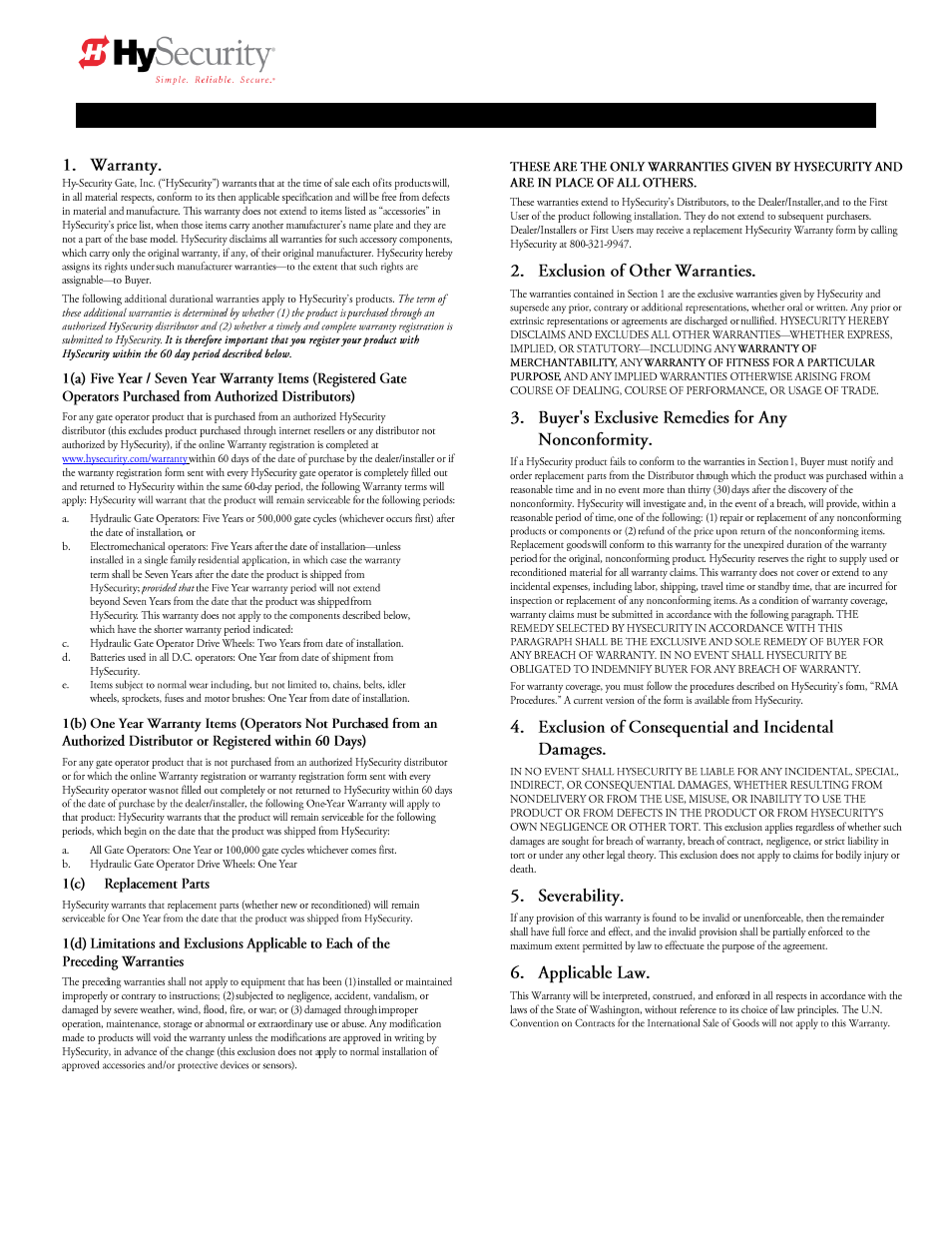 Limited warranty | Controlled Products Systems Group HTG 320-2 ST User Manual | Page 73 / 74
