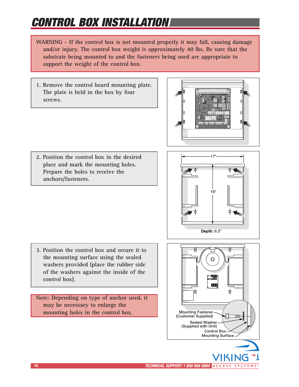 Control box installation | Controlled Products Systems Group I8 User Manual | Page 20 / 39