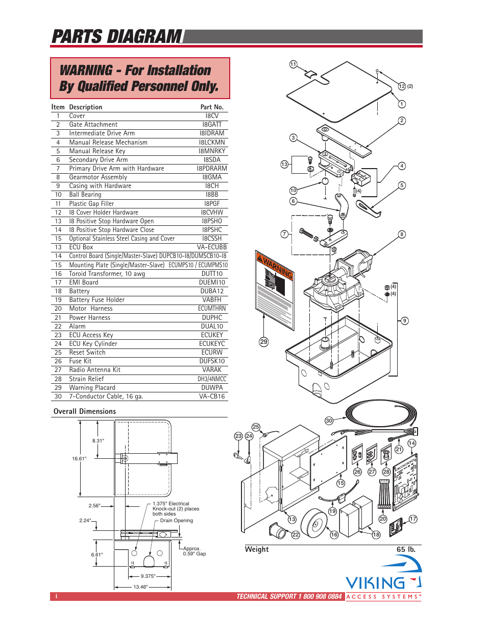 Parts diagram | Controlled Products Systems Group I8 User Manual | Page 4 / 39