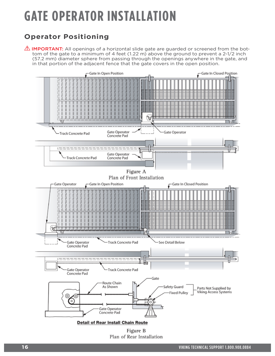 Gate operator installation | Controlled Products Systems Group L3NX User Manual | Page 18 / 50