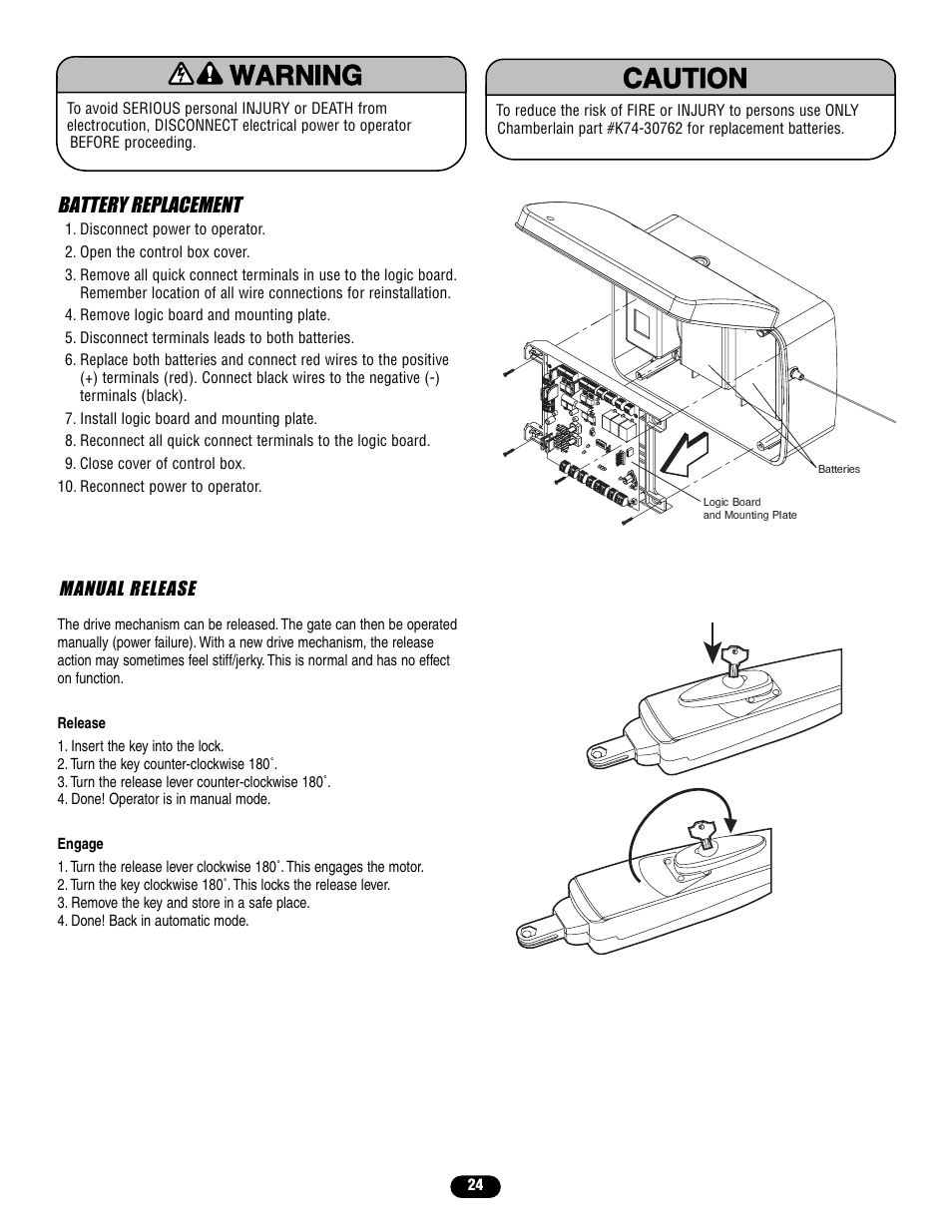 Warning caution warning warning | Controlled Products Systems Group LA400 User Manual | Page 24 / 32