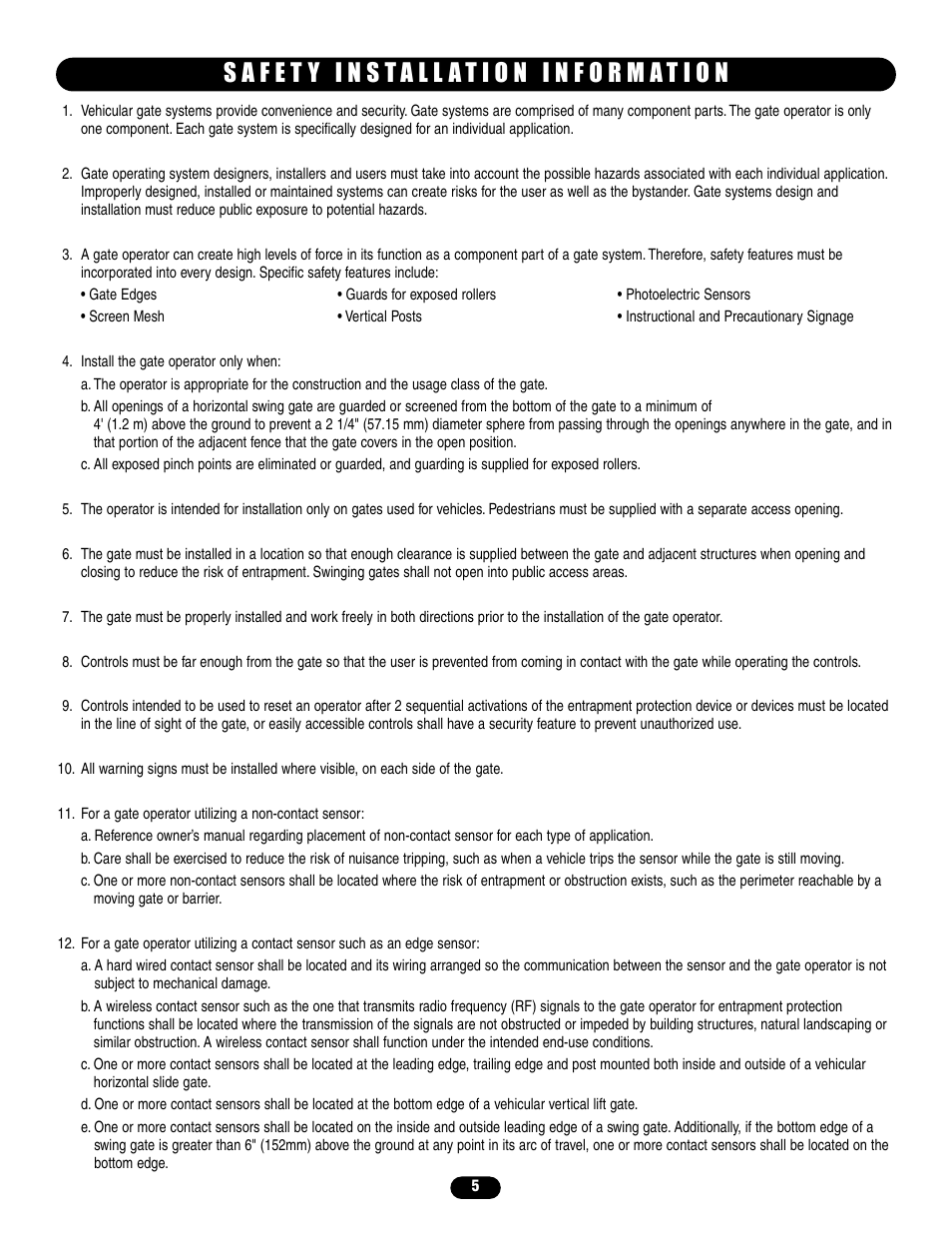 Safety installation information | Controlled Products Systems Group LA400 User Manual | Page 5 / 32