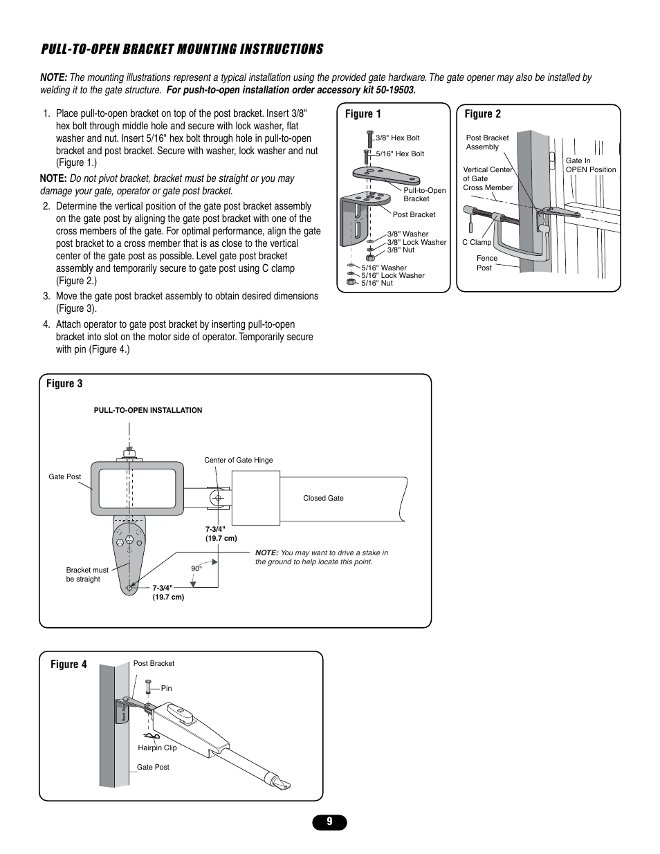 Pull-to-open bracket mounting instructions | Controlled Products Systems Group LA400 User Manual | Page 9 / 32