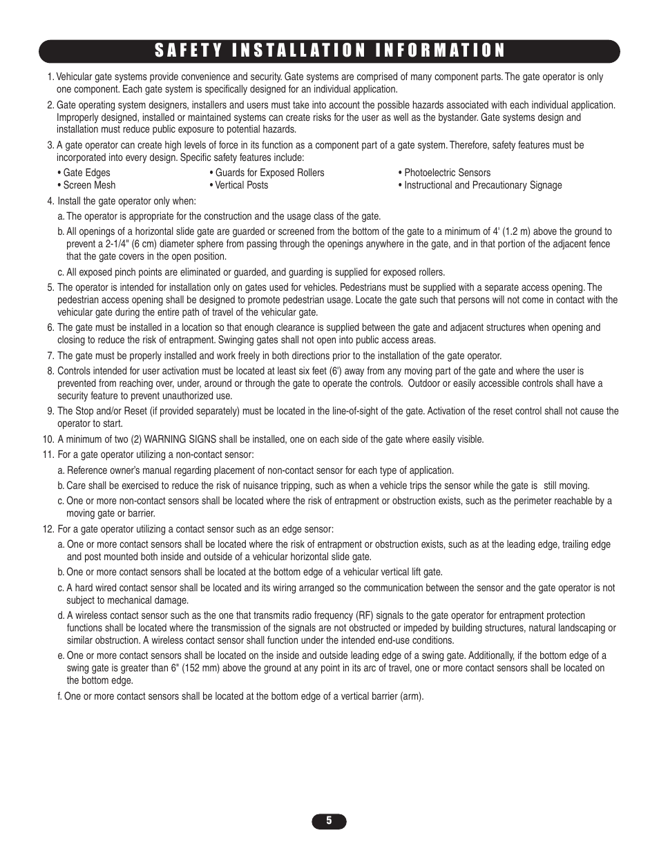 Safety installation information | Controlled Products Systems Group LA400-S User Manual | Page 5 / 32