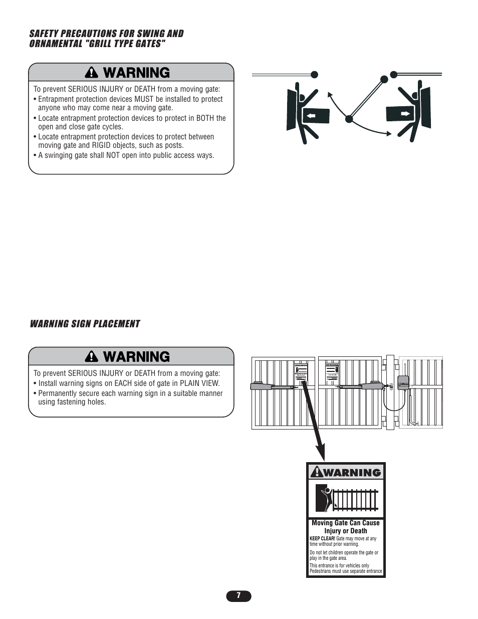 Warning sign placement, Warning caution warning warning | Controlled Products Systems Group LA400-S User Manual | Page 7 / 32