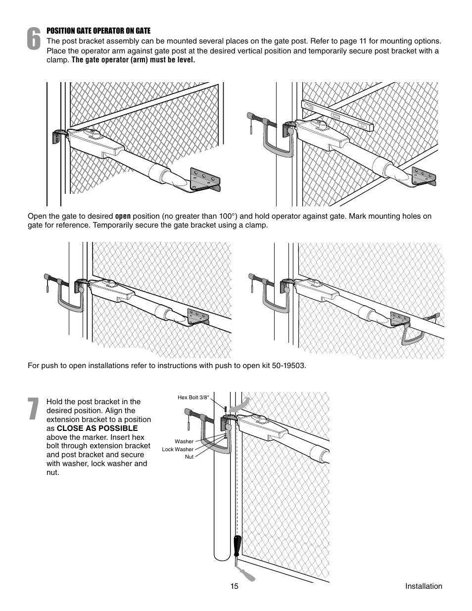 Position gate operator on gate | Controlled Products Systems Group LA412 User Manual | Page 15 / 48