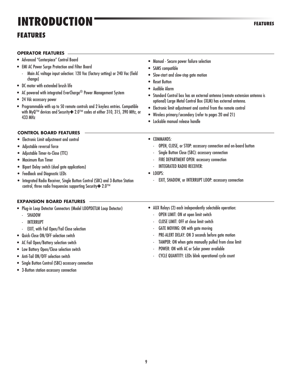 Features, Introduction | Controlled Products Systems Group LA500 User Manual | Page 11 / 48