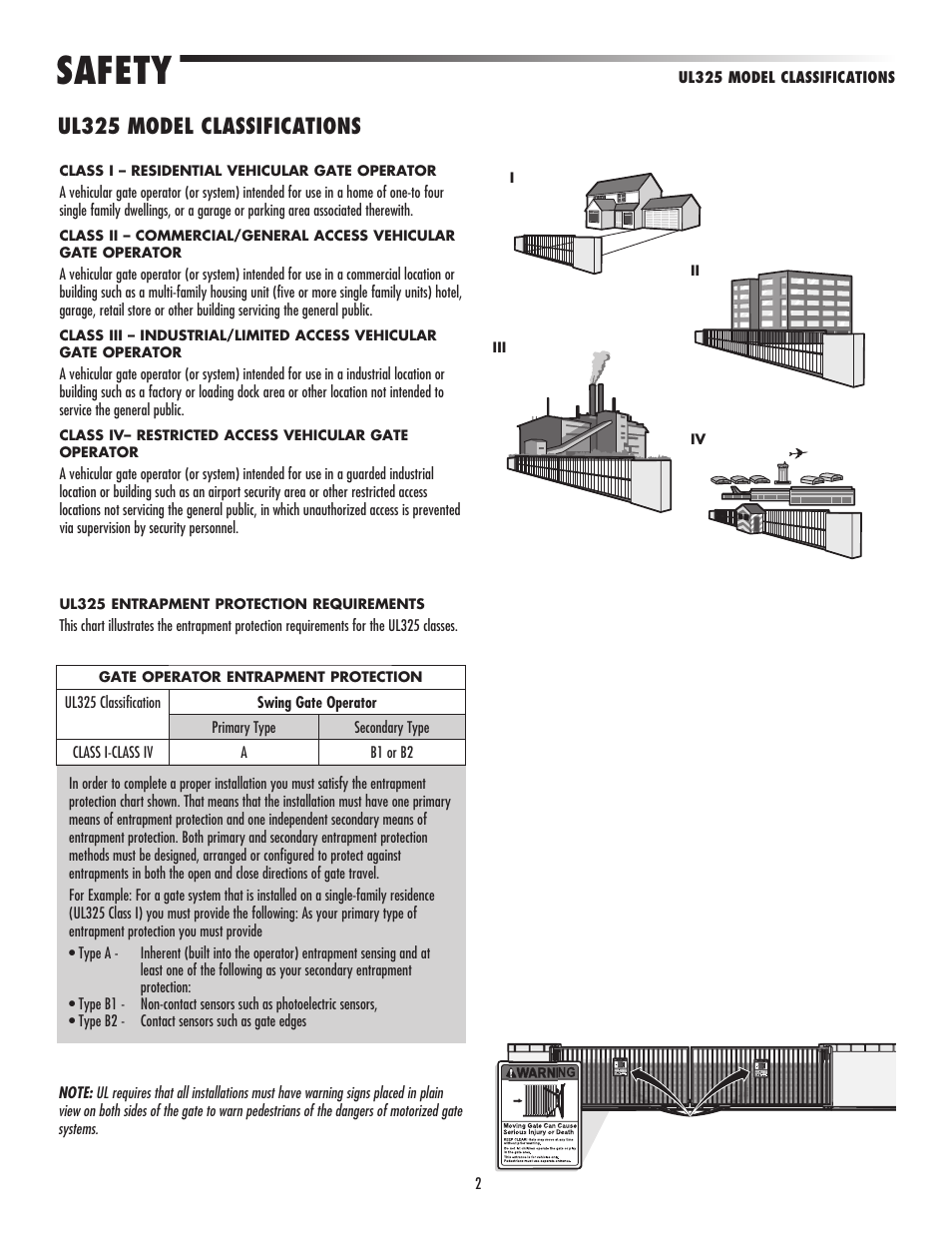 Ul325 model classifications, Safety | Controlled Products Systems Group LA500 User Manual | Page 4 / 48