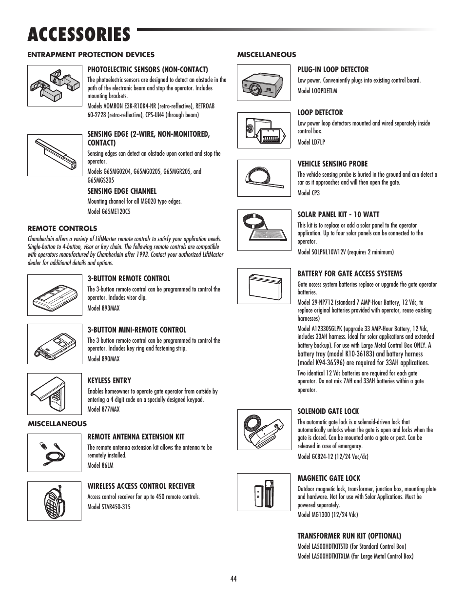 Accessories | Controlled Products Systems Group LA500 User Manual | Page 46 / 48
