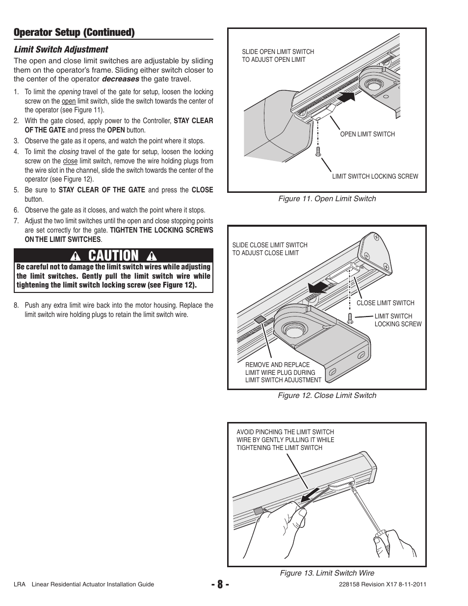 Caution, Operator setup (continued) | Controlled Products Systems Group LRA User Manual | Page 10 / 30
