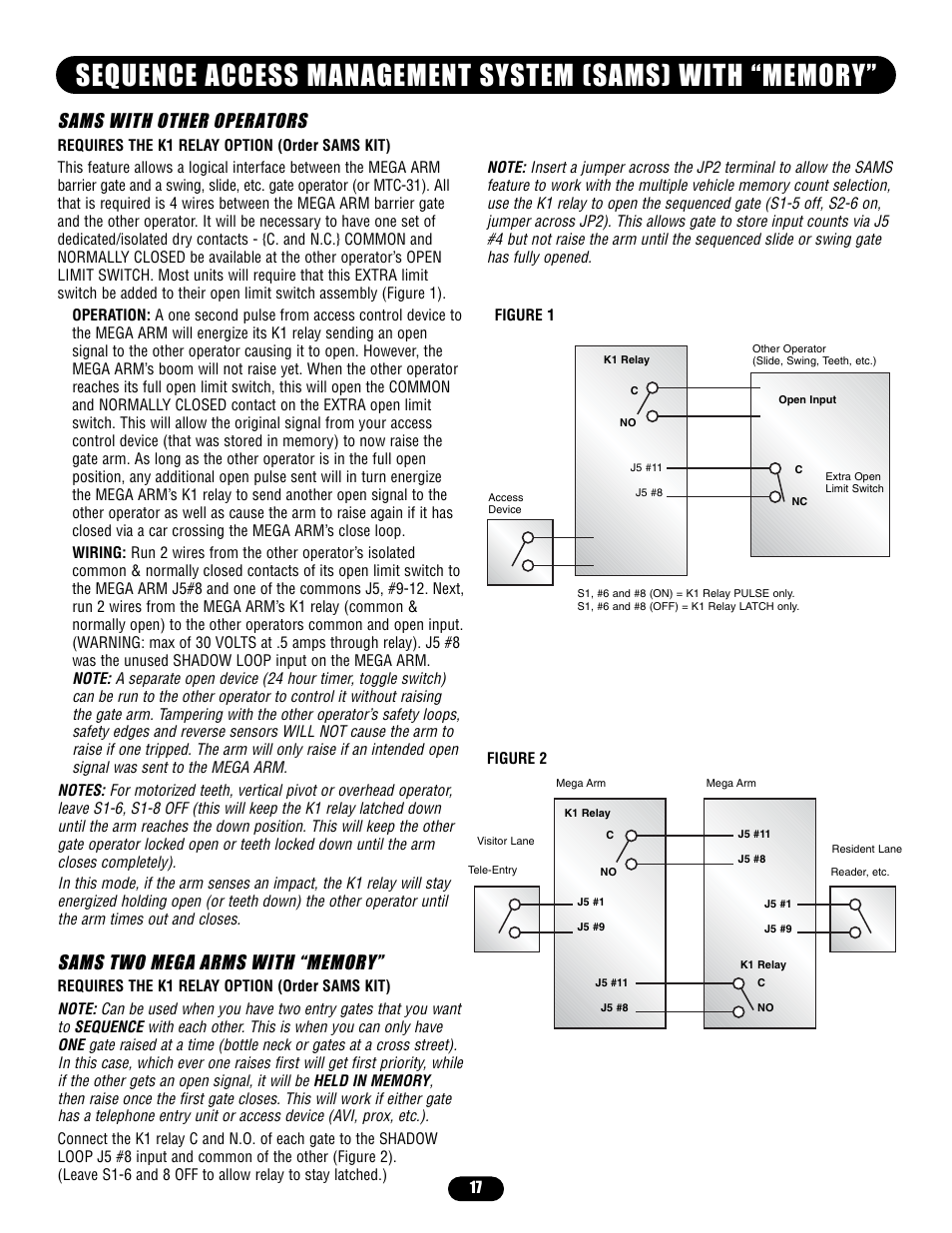Sams two mega arms with “memory, Sams with other operators | Controlled Products Systems Group MADCBB3 User Manual | Page 17 / 24