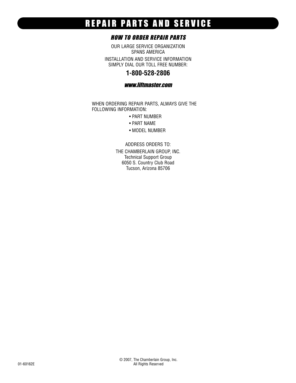 Repair parts and service | Controlled Products Systems Group MADCBB3 User Manual | Page 24 / 24