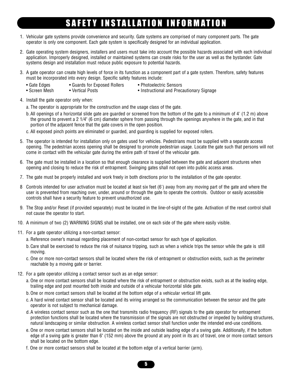 Safety installation information | Controlled Products Systems Group MADCBB3 User Manual | Page 5 / 24