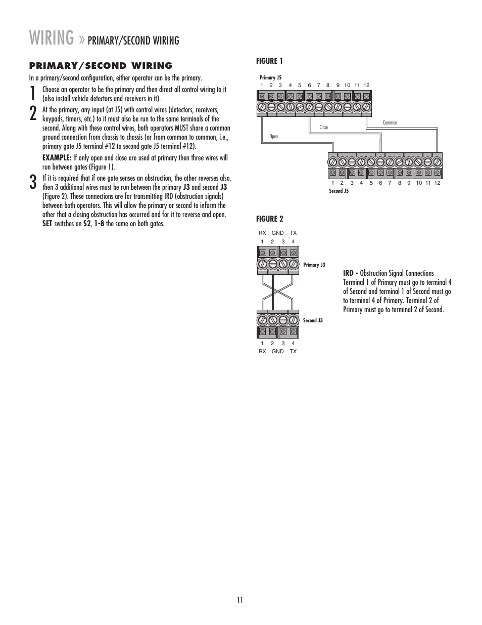 Primary/second wiring, Wiring | Chamberlain MADCBB User Manual | Page 11 / 24