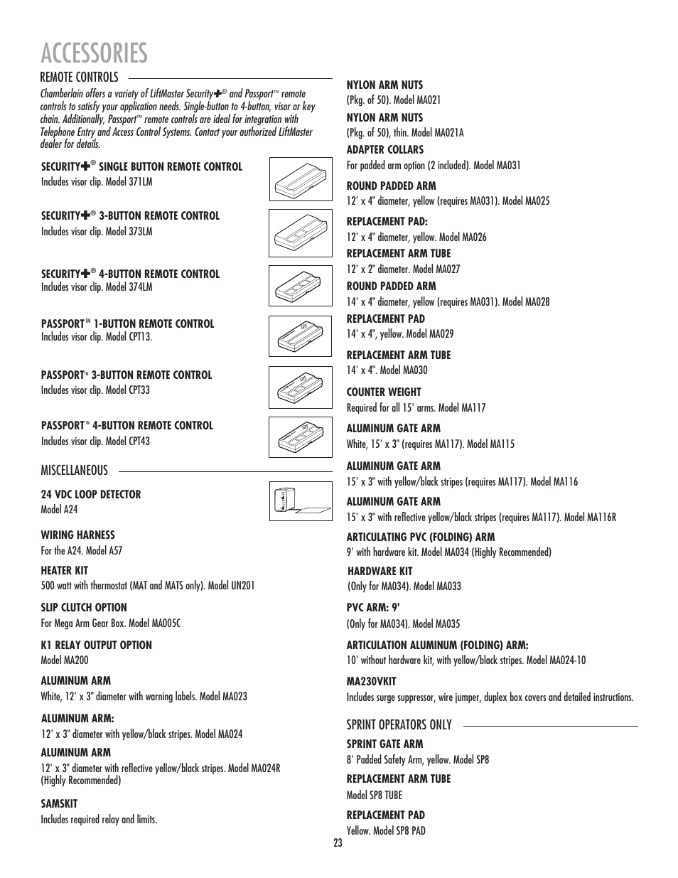 Accessories | Chamberlain MADCBB User Manual | Page 23 / 24