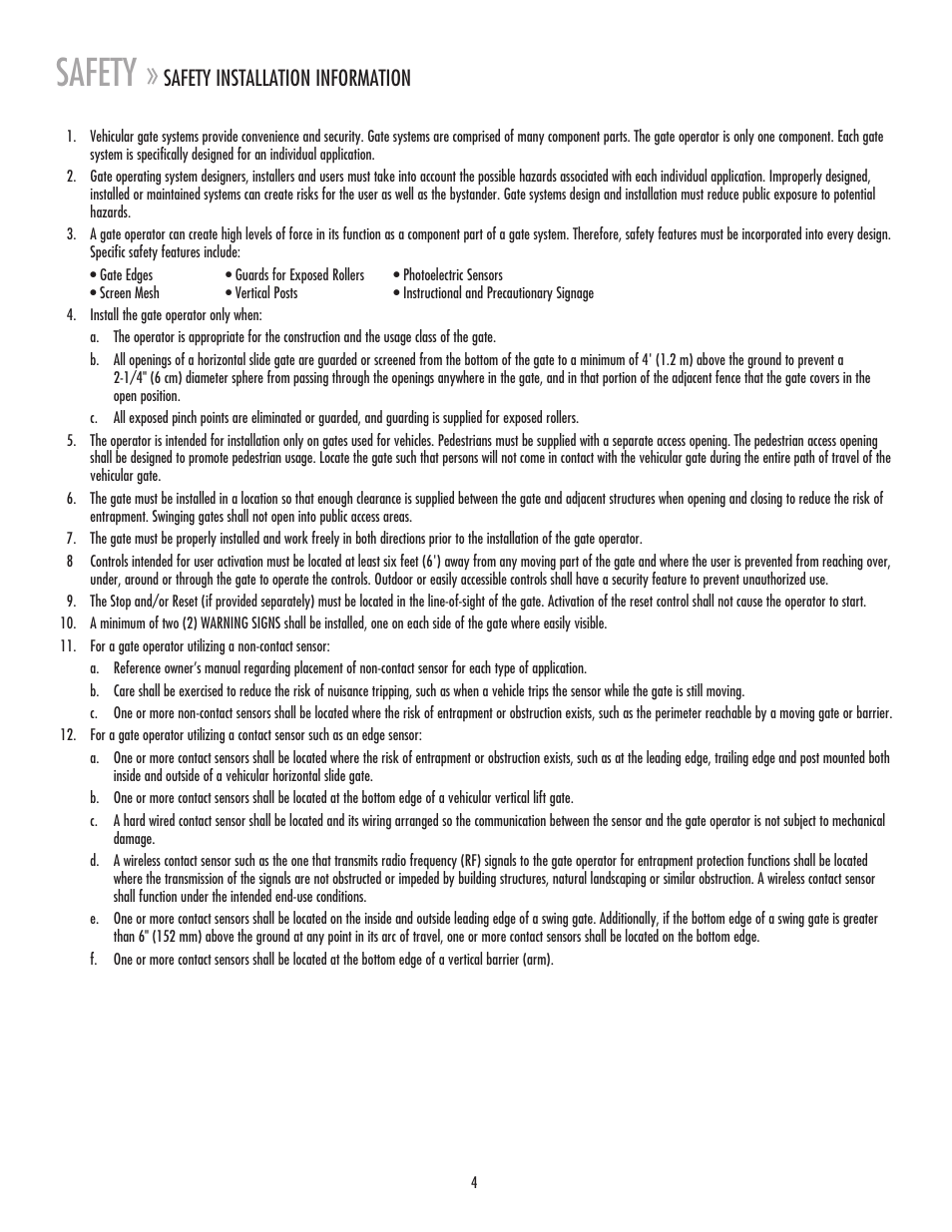 Safety installation information, Safety | Chamberlain MADCBB User Manual | Page 4 / 24
