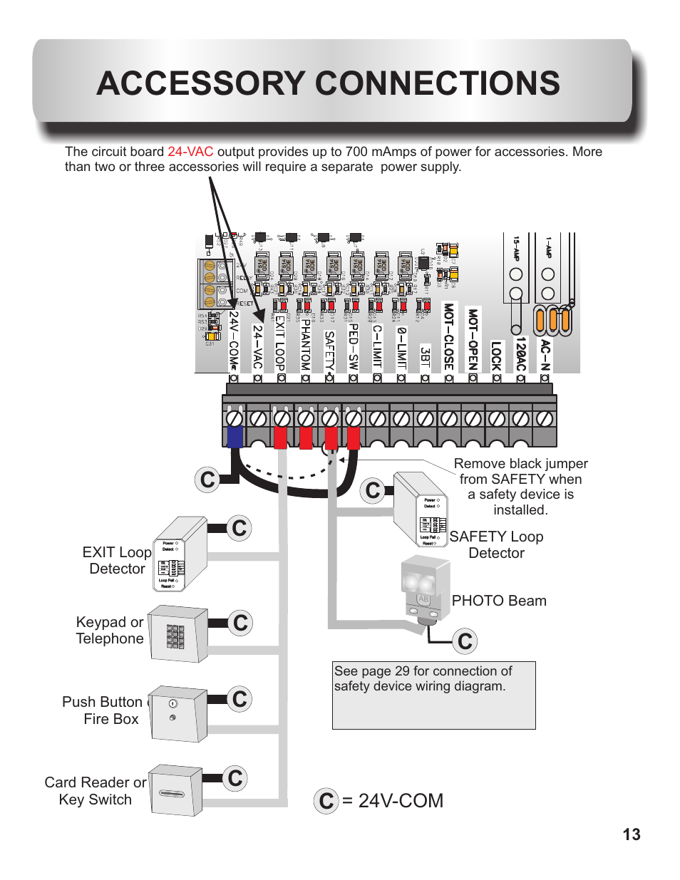 Accessory connections, 24v-com | Controlled Products Systems Group OH200 User Manual | Page 14 / 24