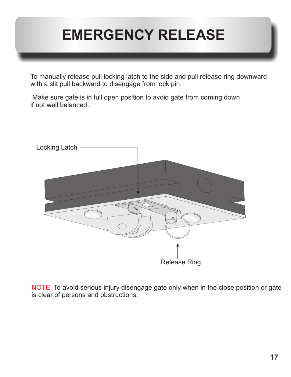 Emergency release | Controlled Products Systems Group OH200DC User Manual | Page 18 / 26