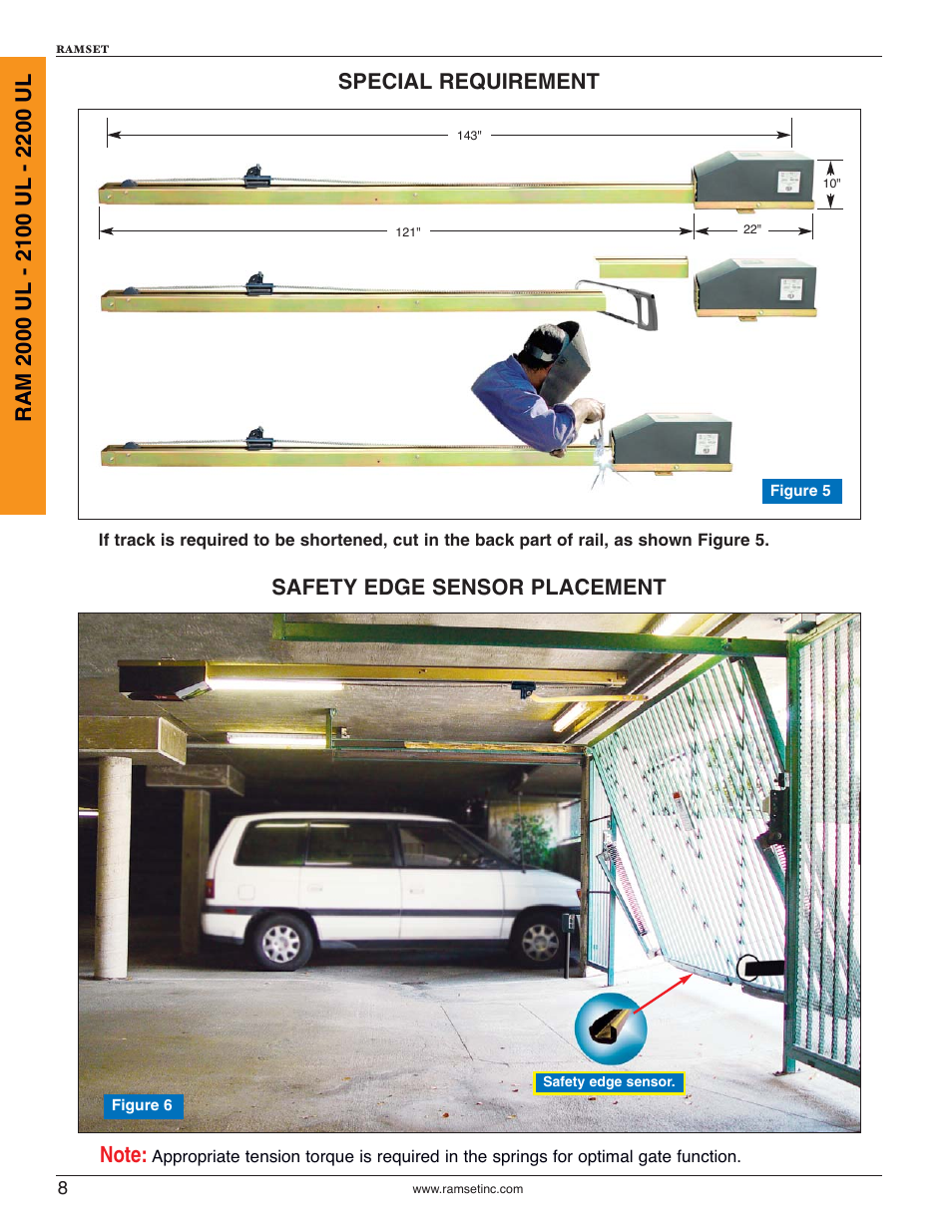 Special requirement safety edge sensor placement | Controlled Products Systems Group RAM2000 User Manual | Page 10 / 28