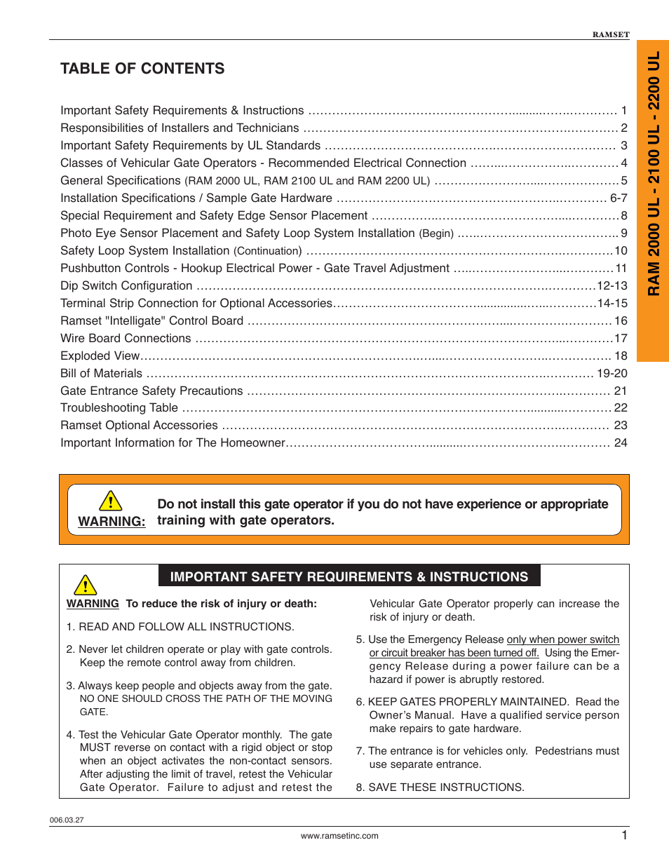 Controlled Products Systems Group RAM2000 User Manual | Page 3 / 28