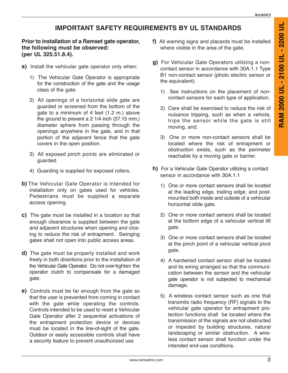 Important safety requirements by ul standards | Controlled Products Systems Group RAM2000 User Manual | Page 5 / 28